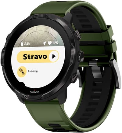 Stravo Dubbelkleurig Siliconen Bandje – 24mm – Geschikt voor TicWatch Pro 5 / Pro 5 Enduro / Coros Nomad / Coros Apex 4 46mm / Garmin Venu X1 – Premium Sportbandje – Groen / Zwart