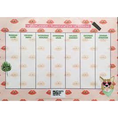Weekplanner Bouffants & Broken Hearts - Roze / Multicolor - Papier - 42 x 30 cm - Planner - Week - Weekplanning