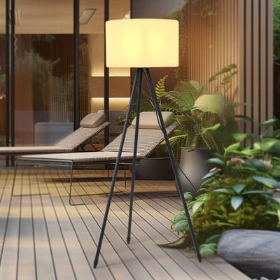 Lucande - Terraslampen- Driepoot - - 1licht - Kunststof, aluminium - H: 130 cm - E27 - wit, zwart