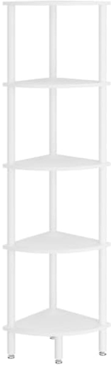 5-Laags Hoekrek Industriële Stijl – Witte Boekenplank voor Woonkamer, Slaapkamer, Keuken en Kantoor