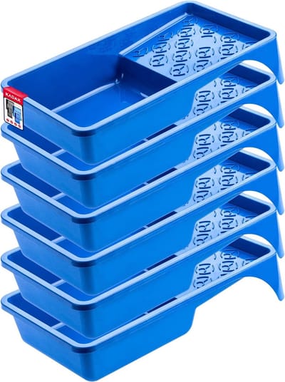 Kleurpot, verfschaal van kunststof, schilder lakschaal voor muurverf, verfbak met kleine handgreep, schildersaccessoires, lakbak, schilderbenodigdheden, lakschaal (6, blauw)