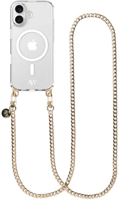 AVY Hoesje geschikt voor Apple iPhone 17 | Compatibel met MagSafe | Clear Case met Telefoonkoord 120CM | Crossbody Aurum Lien Long