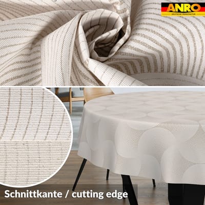 ANRO Tafelkleed Grijze cirkels Beige Rond Ø100cm Rechte rand Afwasbaar Waterafstotend
