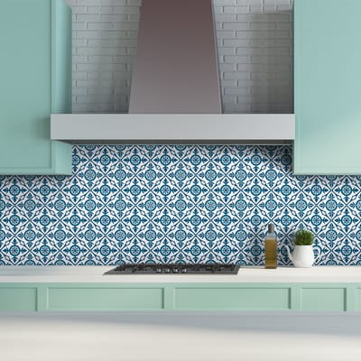 Zelfklevende tegelmuurstickers voor keuken en badkamer - 24 Azulejos Patricia cementtegelstickers - 24 stickers, 15x15cm