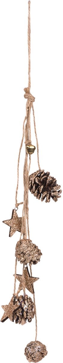 ARTYFETES - Hanger dennenappels koperglitter 50 cm en houten sterren