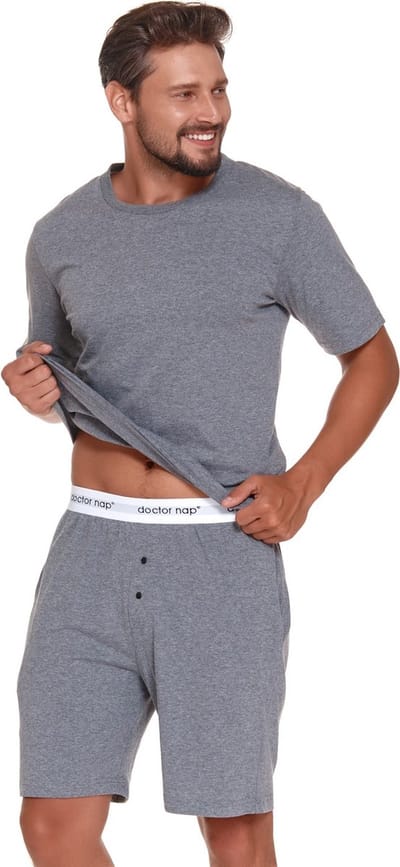 Doctor Nap Katoenen Pyjama Heren Korte Mouw Korte Broek Zomer Shortama PMB.4332 Dark Grey M