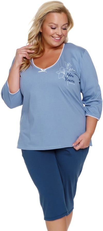 Doctor Nap Katoenen Pyjama Dames Volwassenen Korte Mouw Korte Broek Plus Size Sky Blue PB.7262 40 / L
