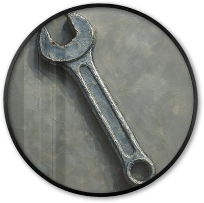 Poster in lijst Rond - Fotolijst 60x60 cm - Posters - Steeksleutel - Schilderij - Gereedschap - Verf - Ronde posterlijst zwart - Decoratie - Wanddecoratie woonkamer - Muurdecoratie slaapkamer