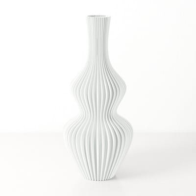 Fleuriek Grote Vaas - Silk wit - H50 cm - Vaas voor zijden bloemen - Moderne decoratieve vaas gemaakt van duurzaam kunststof - Geribbelde vaas