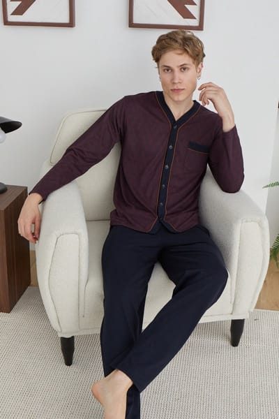 Heren Pyjama Set / Huispak Eman / Bordeaux / maat 6XL