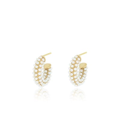 Gold coloured earrings with pearls
