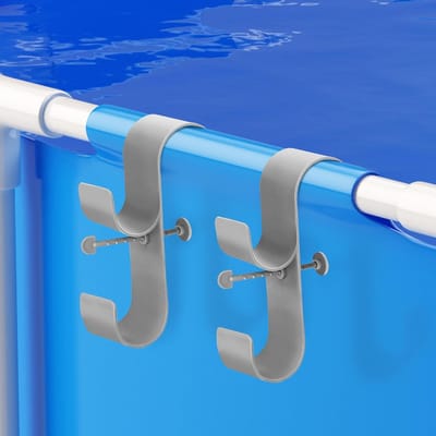 2-stuks grijze kunststof zwembad opberghangers 26 x 12 x 5 cm - Weerbestendige poolhouder voor onderhoudsgereedschap, geschikt voor tuin en zwembadonderhoud