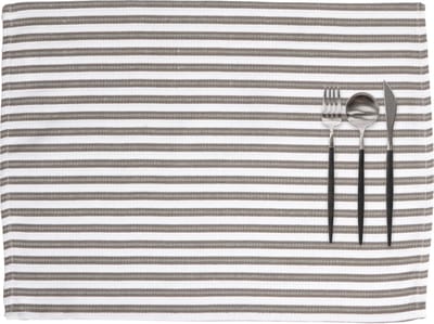 Tiseco - Placemat YINTE - SET/6 - gestreept - 33x45 cm - rechthoek - taupe