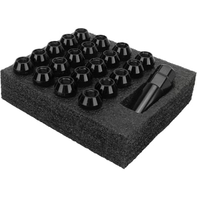 22PCS Écrous de roue coniques avec clé à douille Écrou de blocage universel en acier allié forgé de remplacement pour M12x1.5 noir