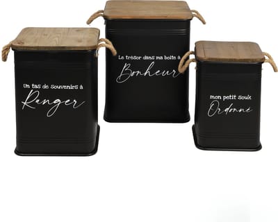 "LOFT & METAL" SET VAN 3 METALEN BOXEN S:28X28X41CM M:34X34X47CM L:41X41X51CM