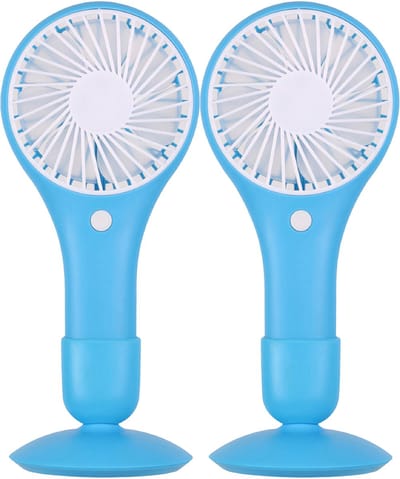 Urban Living Draagbare USB ventilator met standaard - 2x - lichtblauw - 20 x 10 cm