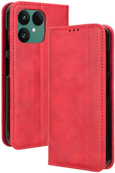Telestore - Telefoonhoesje geschikt voor de Fairphone 6 / Fairphone 6+ - book-case agenda wallet hoesje - retro rood ruit