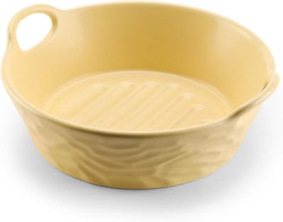 SnelShoppen - Airfryer Bakvorm Rond 20cm - Keramische Bakpan met Handvatten - Ideaal voor Lasagna, Tiramisu, Oven Gerechten - Geschikt voor Keuken en
