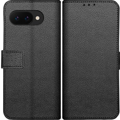 Just in Case hoesje geschikt voor Google Pixel 9a Hoesje met Pasjeshouder - Bookcase Classic - Zwart