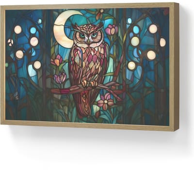 Wandlamp 60x40 cm - Oplaadbaar - Uil - Mozaïek - Maan - Nacht - Wandlampen binnen woonkamer - Slaapkamer lamp - Decoratieve nachtlamp - Vloerlamp draadloos