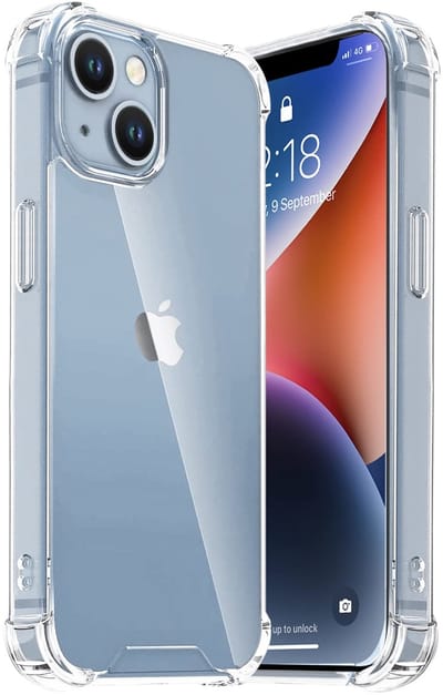 Ultra-Hybrid Schokbestendig Hoesje KKG - Crystal Clear Geschikt voor: Apple iPhone 14 | Transparante achterkant Hard Back Cover & TPU Siliconen Bumper