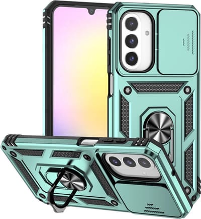 Coverup Hoesje - Geschikt voor Samsung Galaxy A17 / A26 Hoesje - Coverup Armor Ring Kickstand Back Cover met Camera Shield - Mintgroen