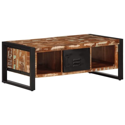 vidaXL - Salontafel - 90x50x36 - cm - massief - gerecycled - hout - meerkleurig