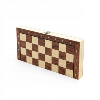 Merkloos - 3-in-1 Spelset - Schaken, Dammen & Backgammon - Houten Opbergdoos - 34x34cm