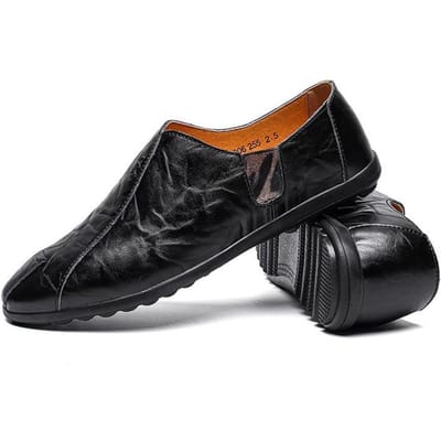 Lente Leren Schoenen Heren Formele Kleding Enkele Schoenen Platte Werkschoenen Eén Voet Mutsschoenen Heren 44 black