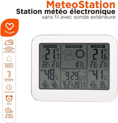 Weerstation Draasloos Binnen/Buiten - Weerstation - Binnen- en Buitengebruik - Multifunctioneel - Real-time Weergave - Voor Thuisgebruik