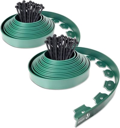 Tuinrand van kunststof 20 m - flexibel gazonrand - robuust tuinidee - hoogte 50 mm - dikte 4 mm - groen Lawn Edging