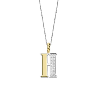 TI SENTO Dames Hanger - 925 zilver - Letter H - Zirkonia met geel verguld - 6840ZY_H