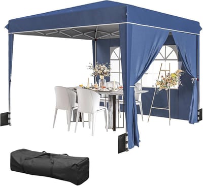 Partytent Pop-Up - Feesttent Tuintent - Buiten Bijeenkomsten - Verstelbare Hoogte - 3x3 Meter - Donkerblauw