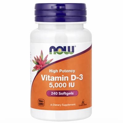 NOW Foods Vitamine D3 5000 IU – 240 Softgels | Hoge Dosering Vitamine D-3 (125 mcg)