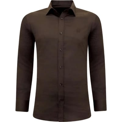 Luxe Bijzondere Heren Overhemden - Slim Fit - 3084- Bruin
