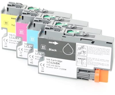 ABC huismerk set 4x inkt cartridge geschikt voor Brother LC424VAL geschikt voor DCP-J1200W
