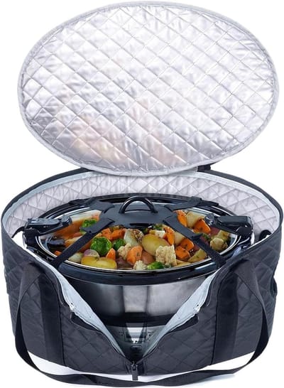 Draagtas Kookpan - Geïsoleerde Houder - Eten Vervoeren - Anti-kantelhouder - Tot 64 Liter - Zwart