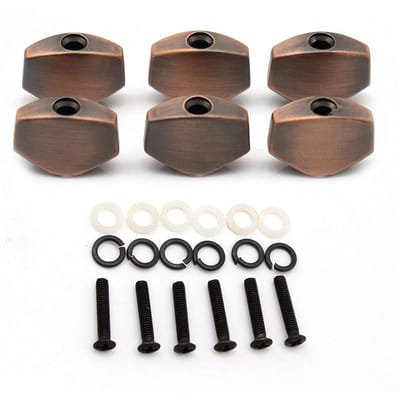 6 Pièces Boutons de Mécanique de Guitare Boutons de Clé de Mécanique Métalliques Petits Boutons Carrés Tête 3 Couleurs