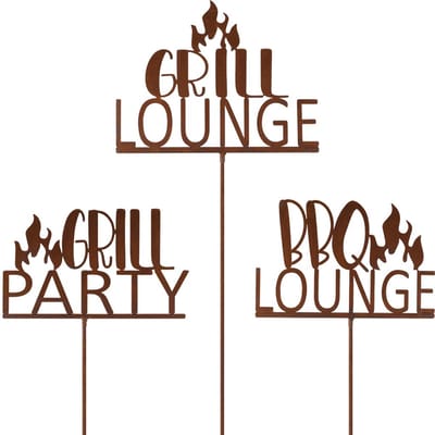 Dekoratief | Tuinprikker 'Lounge/Bbq/Party', roest, metaal, 30x139cm | A260475