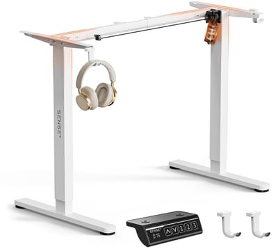 SENSE7 NOJO Light - Elektrisch Bureauframe - Verstelbaar 72-118cm - Geheugen 70kg Belasting - Zit Sta Bureau Wit
