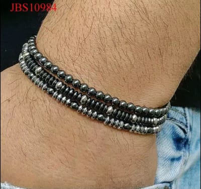 Kralen Armbanden set - Antraciet met zilver kralen - Leerella - Kralen Armband Heren Dames - Kralen Armband Mannen - Valentijnsdag - Verjaardag Cadeautjes