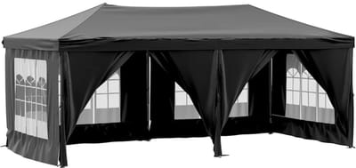 Partytent opvouwbaar - Paviljoen - 3x6 - Easy up - Waterdicht - met Zijwanden - Weerbestendig - Zwart