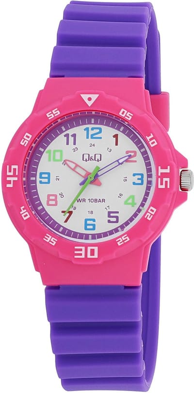 Q&Q Waterdicht Kinderhorloge Roze Lila VR19J013 33mm
