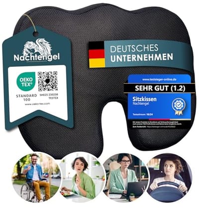 Orthopedisch zitkussen met traagschuim voor ergonomisch comfort en pijnvermindering - Ideaal voor bureaustoel en autostoel (1 stuk)