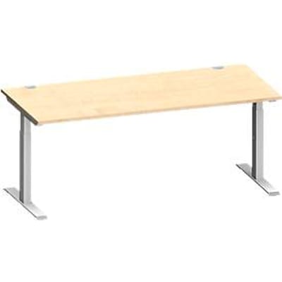 Schäfer Shop Genius bureau MODENA FLEX, rechthoekig, T-poot rechthoekige buis, B 1800 x D 800 x H 650-850 mm, ahorn/wit aluminium