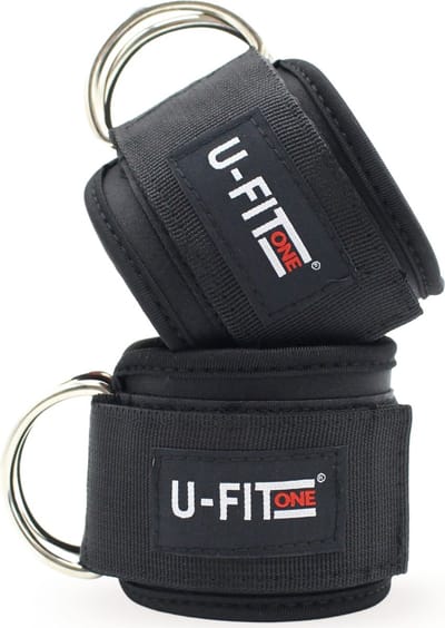 U Fit One 2 Stuks Ankle Strap Fitness met Draagtas - Enkelband - Ankle Cuff Strap - Zwart