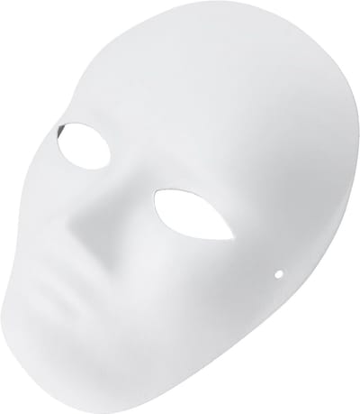 30 Stuks Witte Papieren Maskers voor Cosplay en Feestjes, Volledige Gezichtsbedekking met Bandjes, Perfect voor Dans en Verkleedpartijen