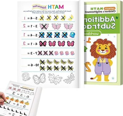 Wiskundehandleiding Kleuterschool - Oefenboek Getallen - Leren Tellen - Grote Letters - 64 Pagina's - Gekleurde Illustraties