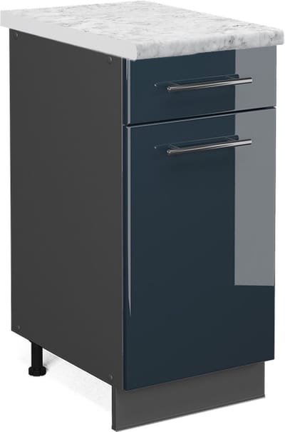 Vicco Fame-Line Keukenonderkast – 40 cm, WB Marmer Donkerblauw hoogglans