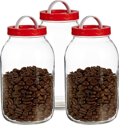 Vivalto Voedsel weck/opslag container/voorraadpot - 3x - glas - 3 liter - schroefdop - transparant - 13 x 24 cm